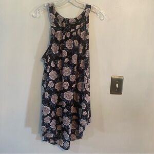 Torrid Georgette High Neck Tank Top Halter Floral Rose Black 1X